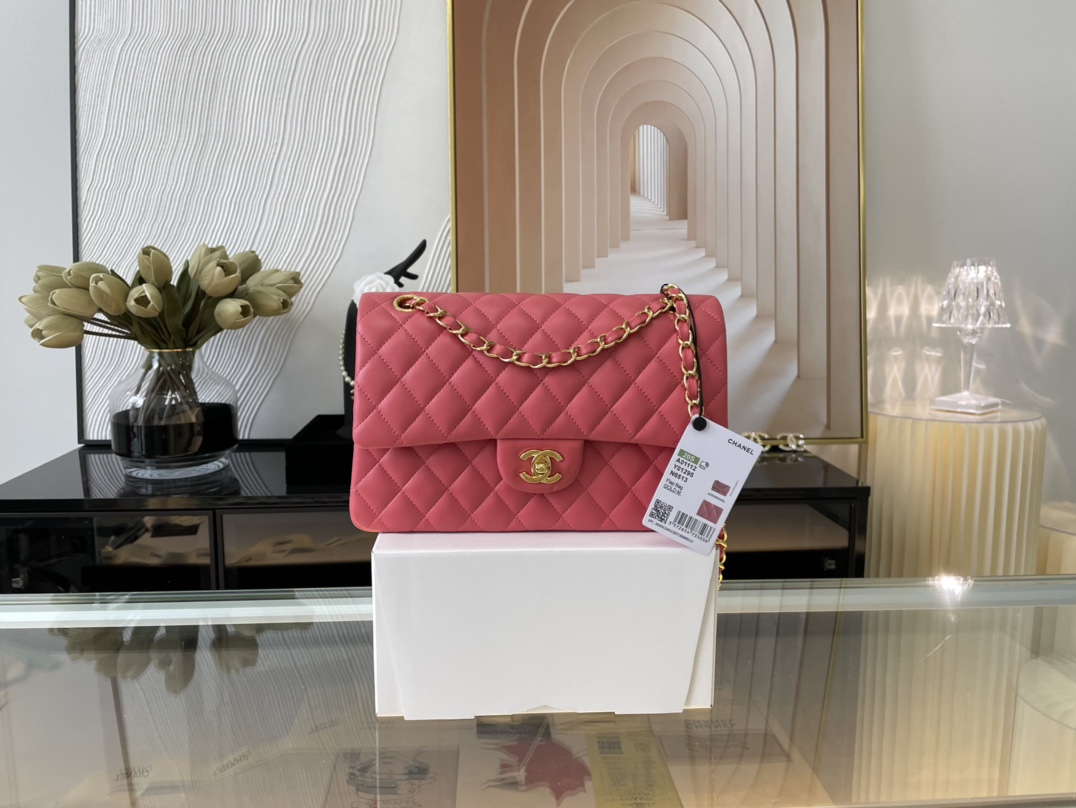 Ch@nel Flap Bag-Lambskin-Gold Hardware-25CM