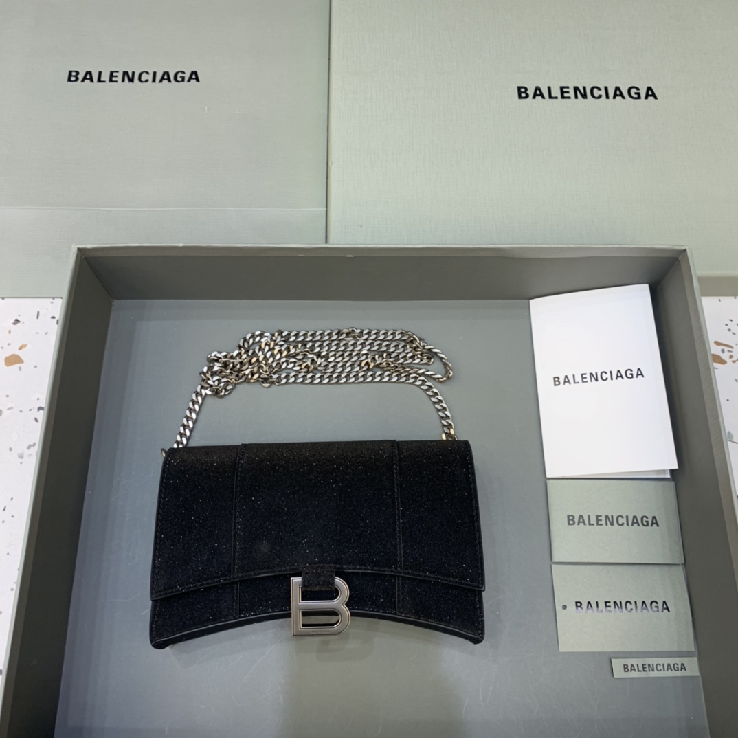 Ba*len*cia*ga hourglass wallet on chain-19*4*12cm