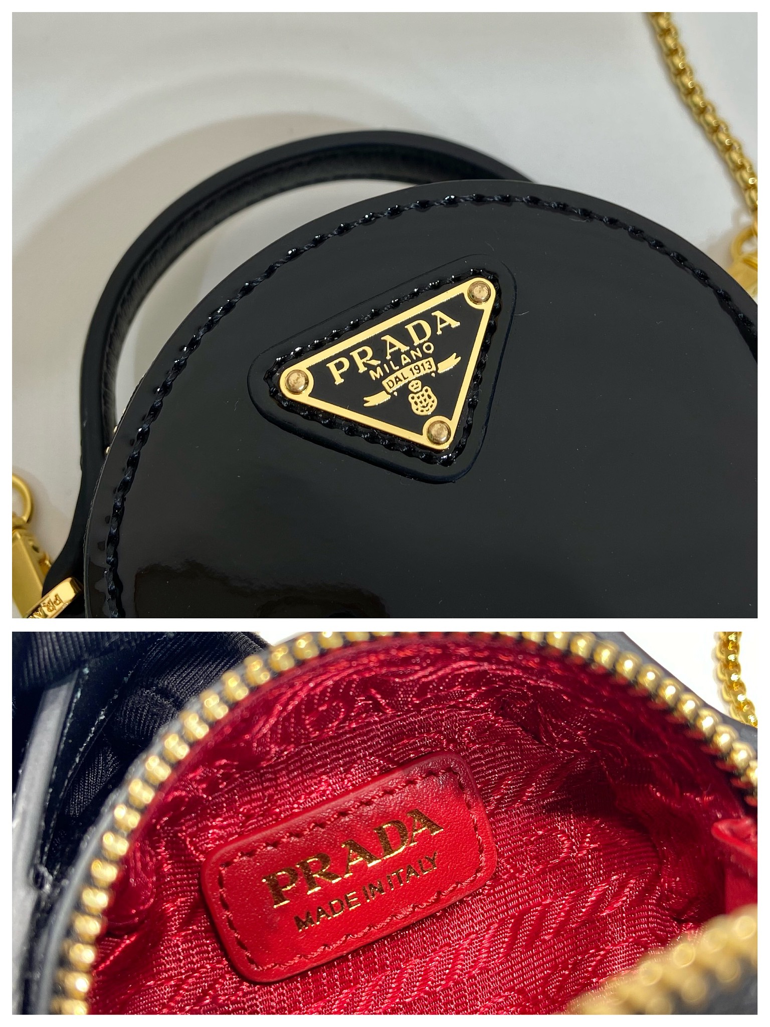 Pra*a 1nr023 mini round bag-8*8*3.5cm