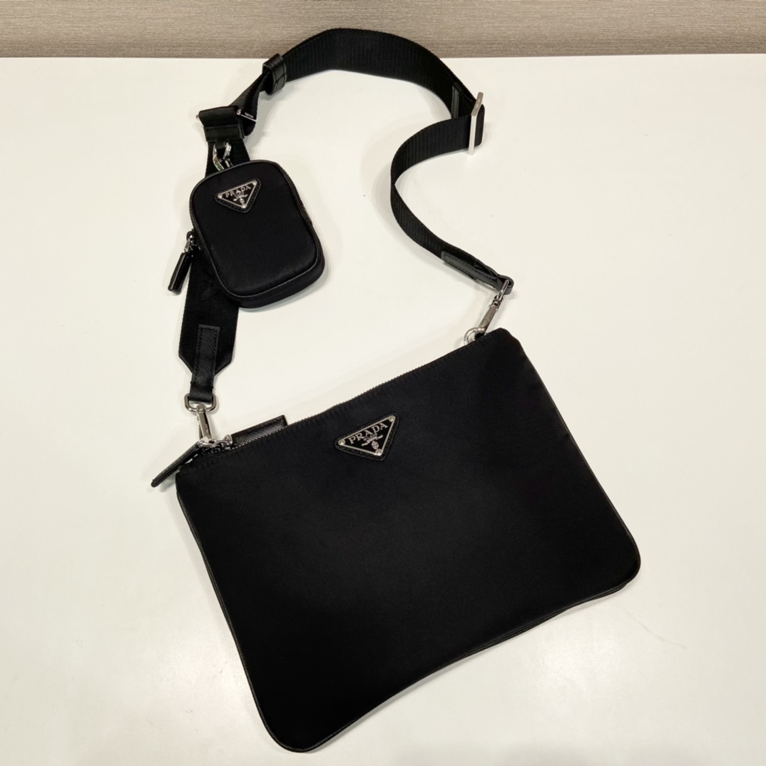 Pra*a re-nylon and saffiano leather bag-2vh120-25*18*4cm