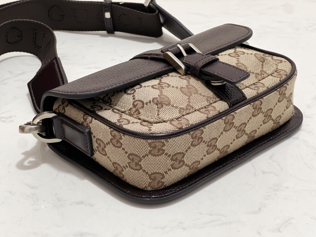gv*c* bi-color gg S*per mini bag in beige and dark brown gg -20 × 13 × 5cm