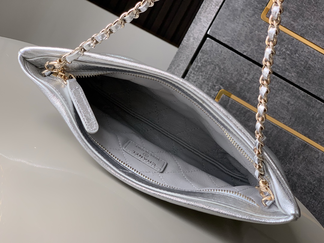 Ch@nel Clutch Bag with Chain Lambskin-14x24 x 5CM